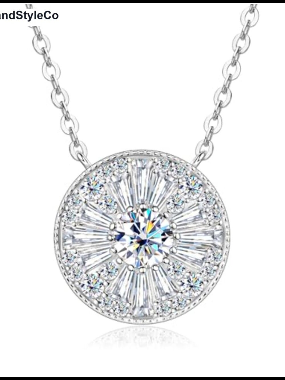 0.5ct Moissanite Pendant Necklace Women 14K White Gold Filled Adjustable Chain